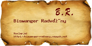 Biswanger Radvány névjegykártya